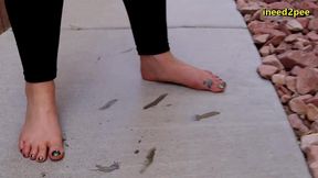 caroline pierce need to pee wetting black leggings