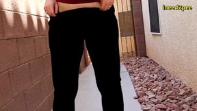 caroline pierce need to pee wetting black leggings