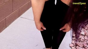 caroline pierce need to pee wetting black leggings