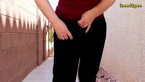 caroline pierce need to pee wetting black leggings