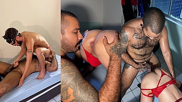 Comendo duas vagabundas de calcinha