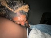 Girl take her tongue an clean str8rich bbc after he cum all over her face