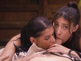 CUTIES.LOVE two astounding angels Asandra Dewy and Eva Generosi fucking one guy on vacation