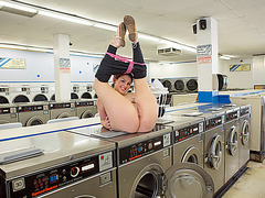 Horny and round ass Cali Hayes gets fucked by laundromat owner