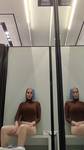 Masturbation in a fitting room in a mall. I Try on haul transparent clothes in fitting room and masturbation.   Clip 1