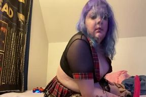 Plump PLUS-SIZE takes a humungous fake penis