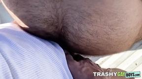 ”Bushy hunks Jake & Nicola dick sucking after wet rimming”