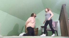 CincyBallBusting Mistress Kicks Ball and Bonds Slave