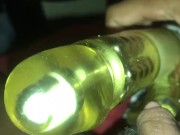 HUGE Vibrating dildo on big FTM clit (closeup POV)