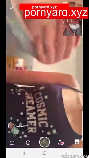Teen girl flashes webcam and reacts to viewers