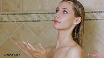 Blonde muse in the making took a shower