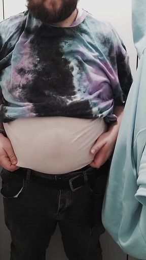 Fat Bear Jerks off on Toilet and Licks up His Cum