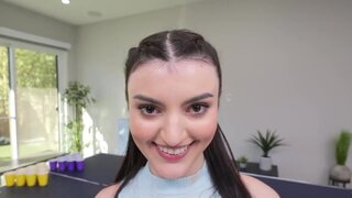 Brunette loves ping-pong and powerful fucking too