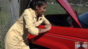 Labor Day Stuck Fetish - Gorgeous Brunette Trapped in Truck