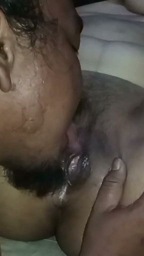 Licking stepmom's pussy until she cums and squirts, but in silent mode.   Clip 3