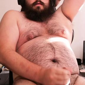 Fat young bear masturbates and cums