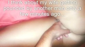 Cuck husband finds cum in wifes pussy- she tries to piss it out