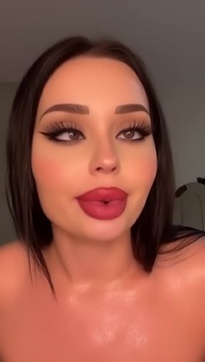 ahegao, thicc chubby curvy voluptuous woman, video created by AI