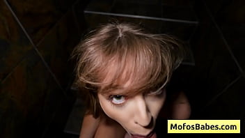 Teen blonde Leila Cove sucks and fucks huge cock