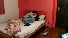 Romantic sex with my girlfriend in her room while her parents are downstairs - Full unedited amateur video