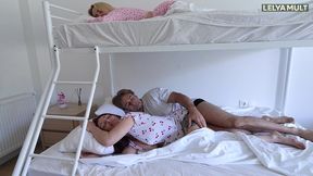 bunk bed threesome: lelya mult gets fucked while bella mur watches & joins