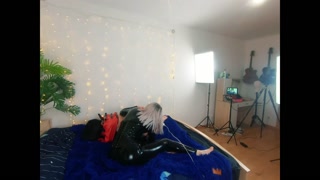 Lesbi couple girls have hitachi sex with straightjacket and latex, bdsm fetish hot 4k video