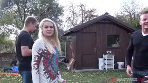 Blonde Barra Brass rides and swallows cum