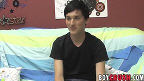 Boy interviewed before he strips and works his bum