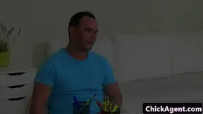 casting woman agent cumsprayed on box