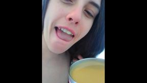 Nudist Crazy White Girl Only Fans Cam Slut Drinks Morning Coffee Lunatic
