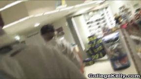 ”Amatur coed blonde teen sneaking around”