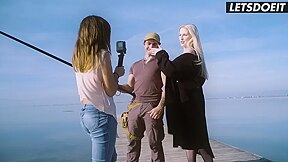 Public Beach Fucking - Blonde Milf Sucks His Cock While Friend Records - Frida Sante And Georgie Lyall