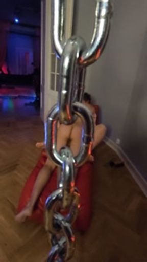 Husband and his friend fuck busty mom hard in BDSM room