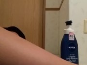 BBW rubs lotion all over feet