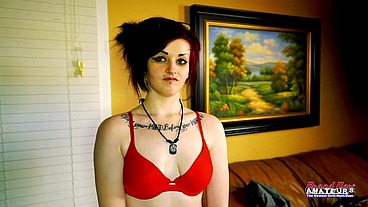 Skinny Tattooed Marcie! Big Tits And Sloppy BJ To Intense Pussy Slam!