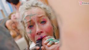 Tattooed Girls in Mayhem Squirting Orgy with back door slamming and massive facial cumshots!