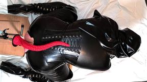 Rubber nun fucked by vile members on fucking machine