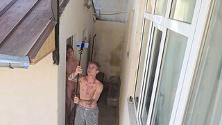 inhale oral job and cock-squeezing assfuck backstage part 1