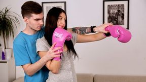 Awesome brunette with small tits Julia Moon impaled on the sofa