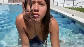 Public sex in the pool with his young sister-in-law  while no one sees