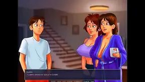MILF Neighbor Miss Johnson seduces in Summertime Saga for Threesome Fun