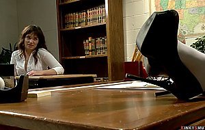 Busty MILF professor whips student