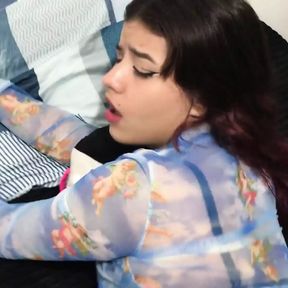 Petite Latina Rides My Big Cock to Get Rid of Her Horniness and Swallows My Cum - in Spanish