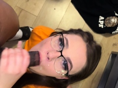 Amateur gloryhole blowjob and cumshot