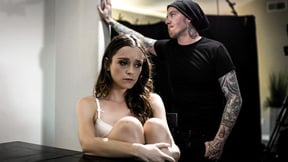 Cunning boyfriend double penetrates hairy blonde GF with a friend