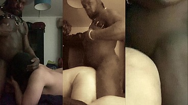 White Sub Gagging for Black Dick & Black Musk