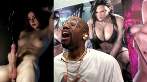 muscular big breast transgender girl cumming a hard nut all over her tasty body, ai generated