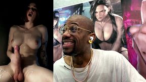 muscular big breast transgender girl cumming a hard nut all over her tasty body, ai generated