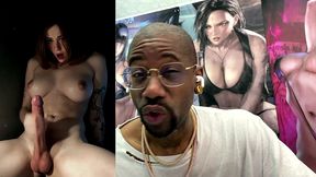 muscular big breast transgender girl cumming a hard nut all over her tasty body, ai generated