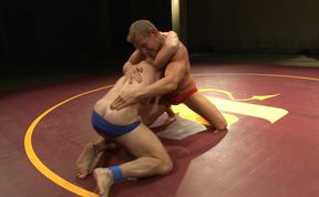 Muscular DILFs go nuts mixing the wrestling with the anal perversions